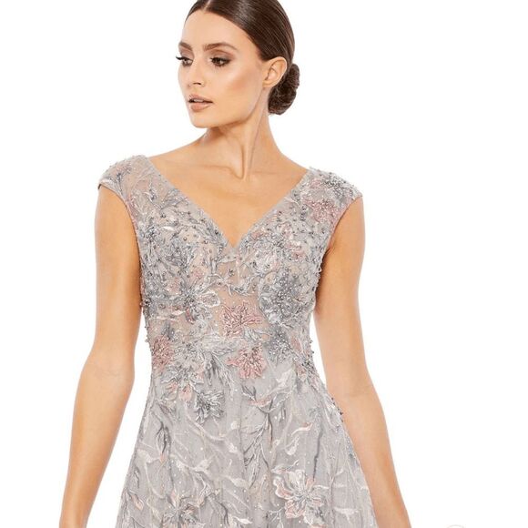 Mac Duggal 20263 Emery Embroidered Gown Dress Gray 6 - Picture 4 of 16